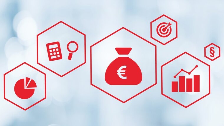 Collage verschiedener Service-Icons vor einem unscharfen Hintergrund mit weichem Licht.